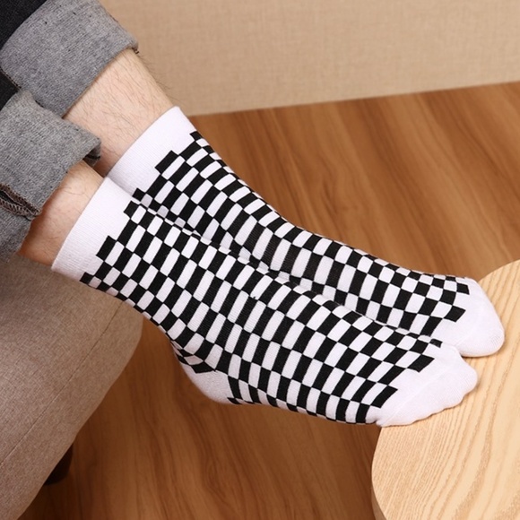 Black White Checkered 80s Vibe Socks - Picture 4 of 8